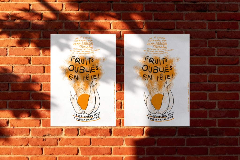 Mockup de l'affiche et identité de Les Fruits oubliés en fête